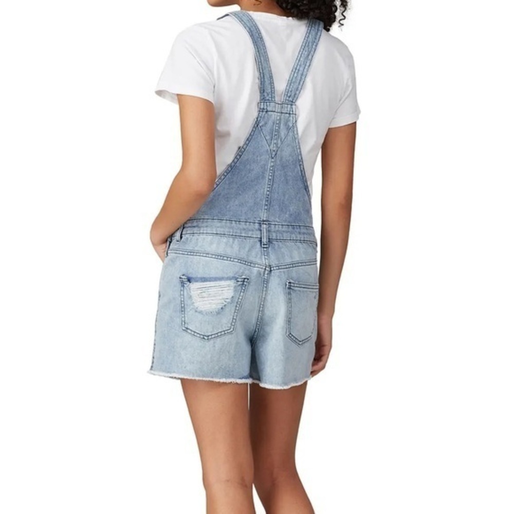 DL1961 Abigail Light Blue Cotton Denim Overall Shorts Size M- distressed
